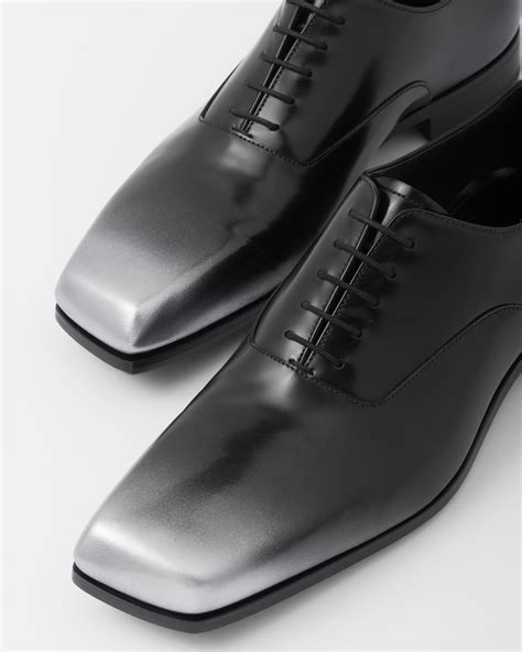 Black/silver Nuanced Brushed Leather Oxford Shoes 